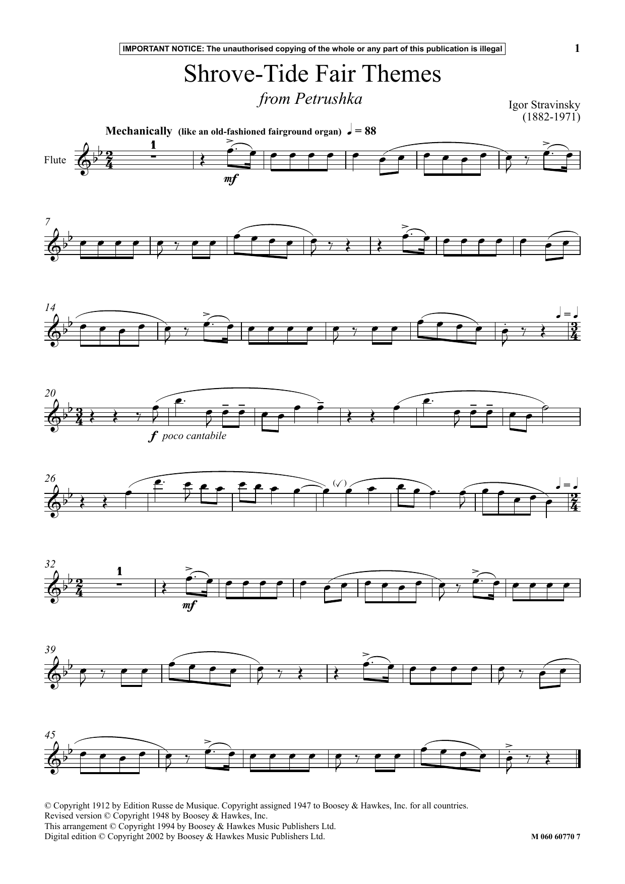 Download Igor Stravinsky Shrove Tide Fair Themes (from Petrushka Sheet Music