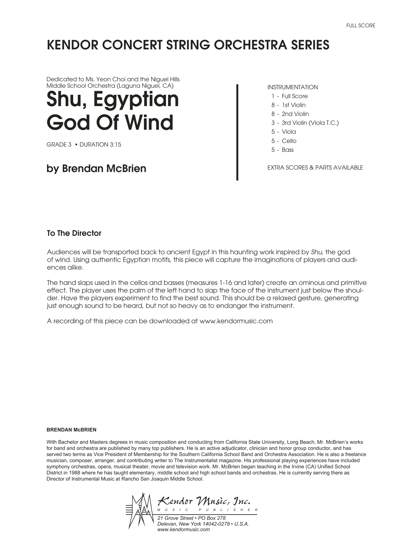 Download Brendan McBrien Shu, Egyptian God Of Wind - Full Score Sheet Music