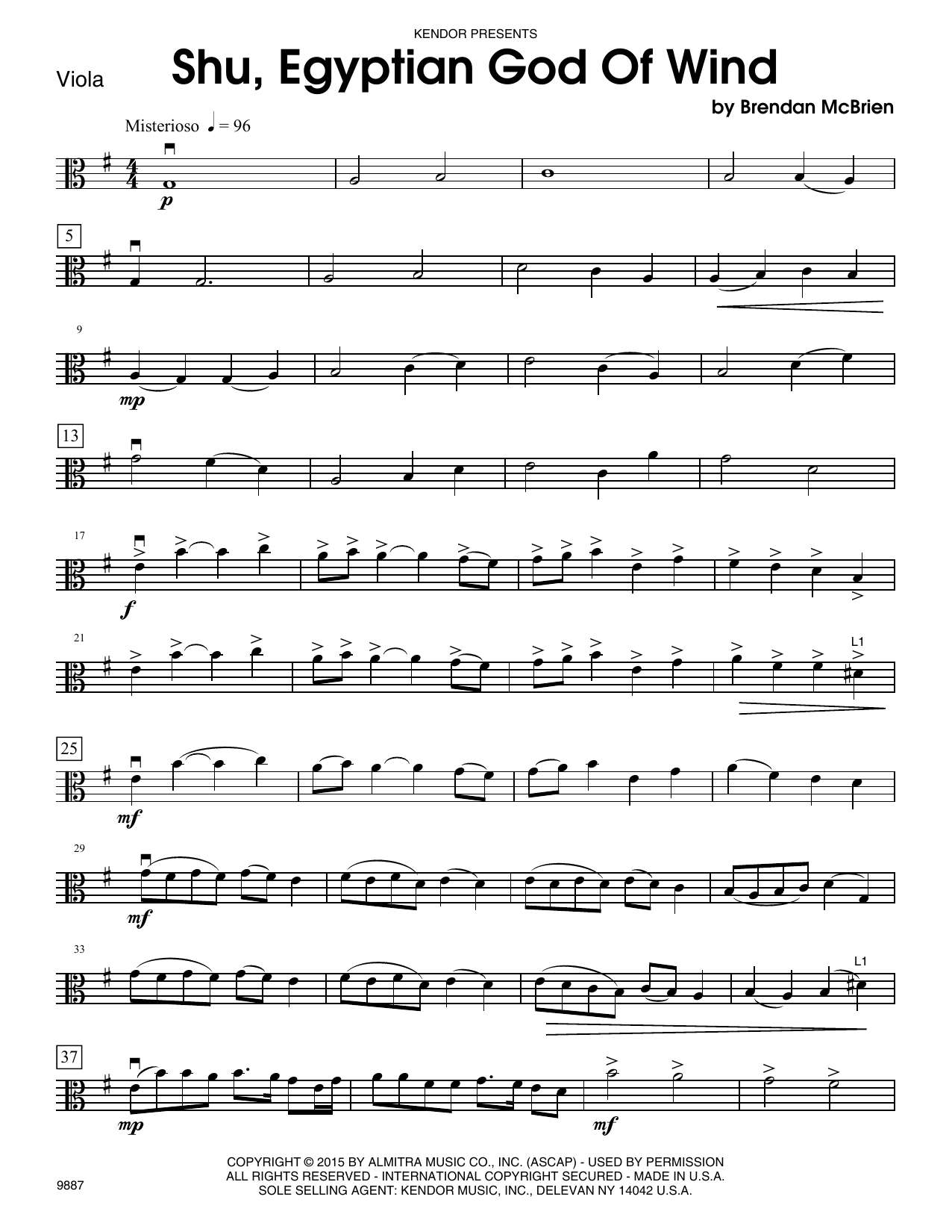 Download Brendan McBrien Shu, Egyptian God Of Wind - Viola Sheet Music