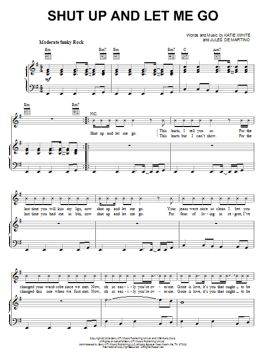 Download The Ting Tings Shut Up And Let Me Go Sheet Music