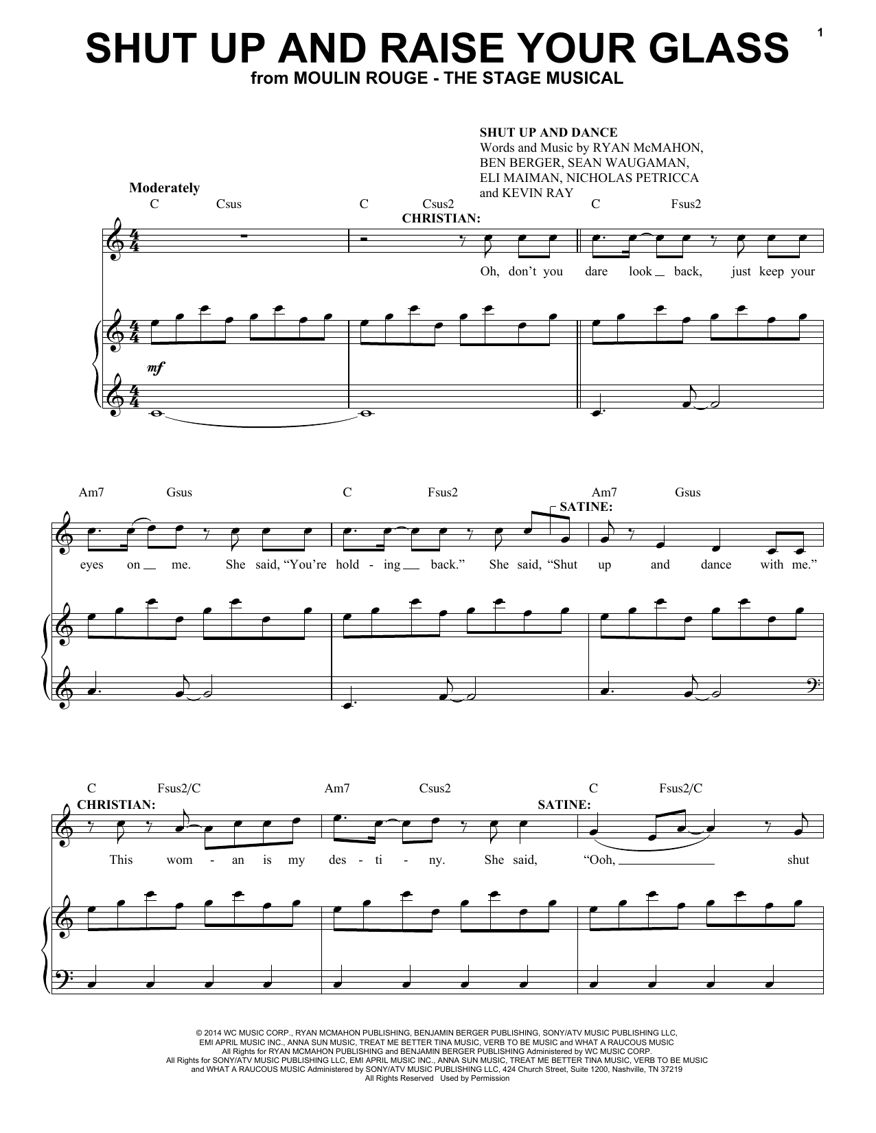 Download Moulin Rouge! The Musical Cast Shut Up And Raise Your Glass (from Moul Sheet Music