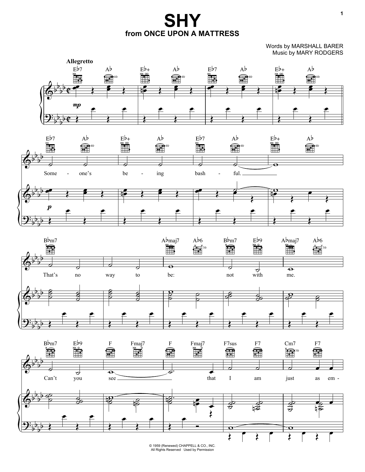 Download Rodgers & Barer Shy Sheet Music