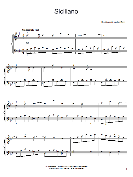 Johann Sebastian Bach Siciliano sheet music notes printable PDF score