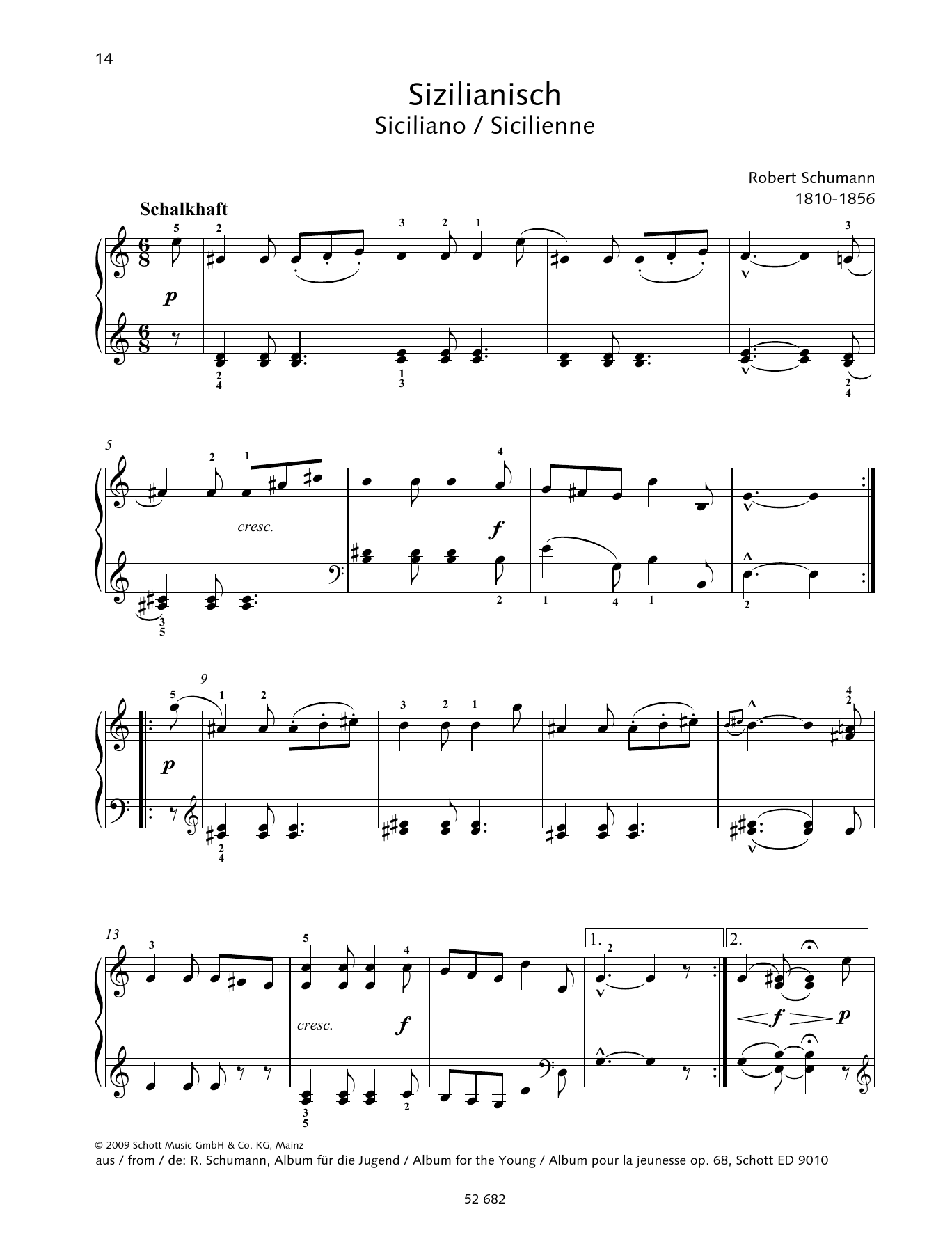 Download Robert Schumann Siciliano Sheet Music