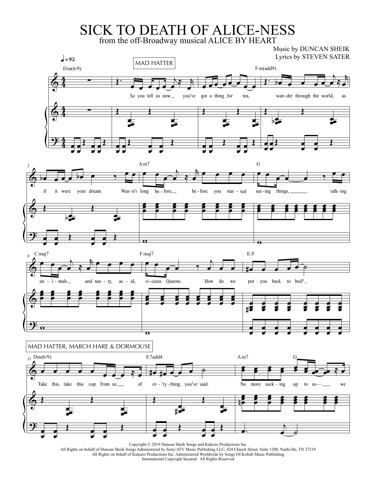 Download Duncan Sheik and Steven Sater Sick To Death Of Alice-ness (from Alice Sheet Music