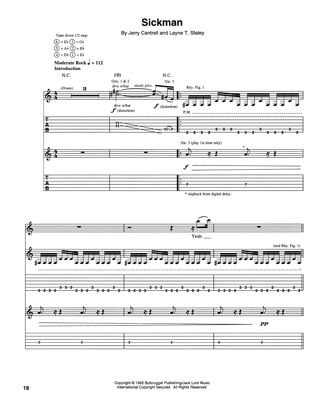 Download Alice In Chains Sickman Sheet Music