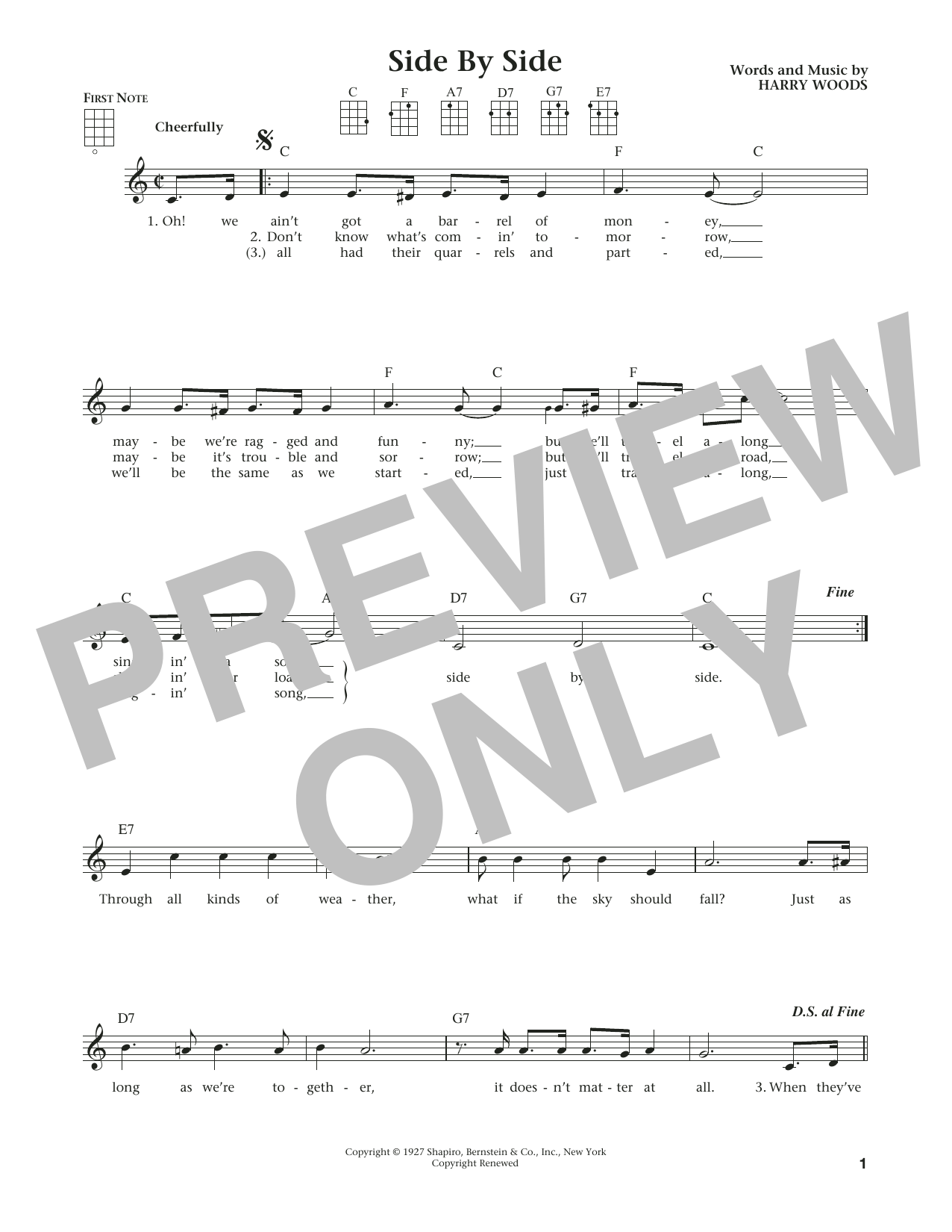 Download Harry Woods Side By Side (from The Daily Ukulele) ( Sheet Music