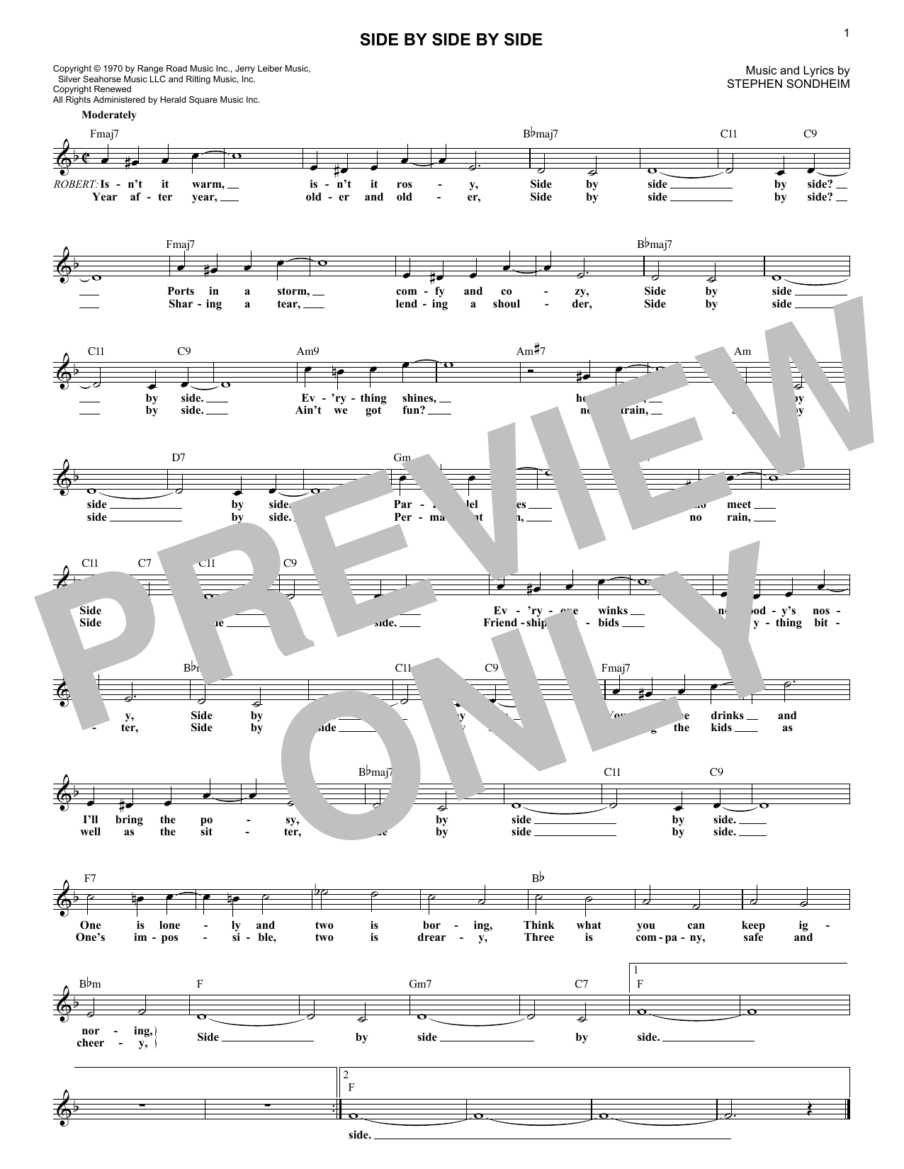 Download Stephen Sondheim Side By Side By Side (from Company) Sheet Music