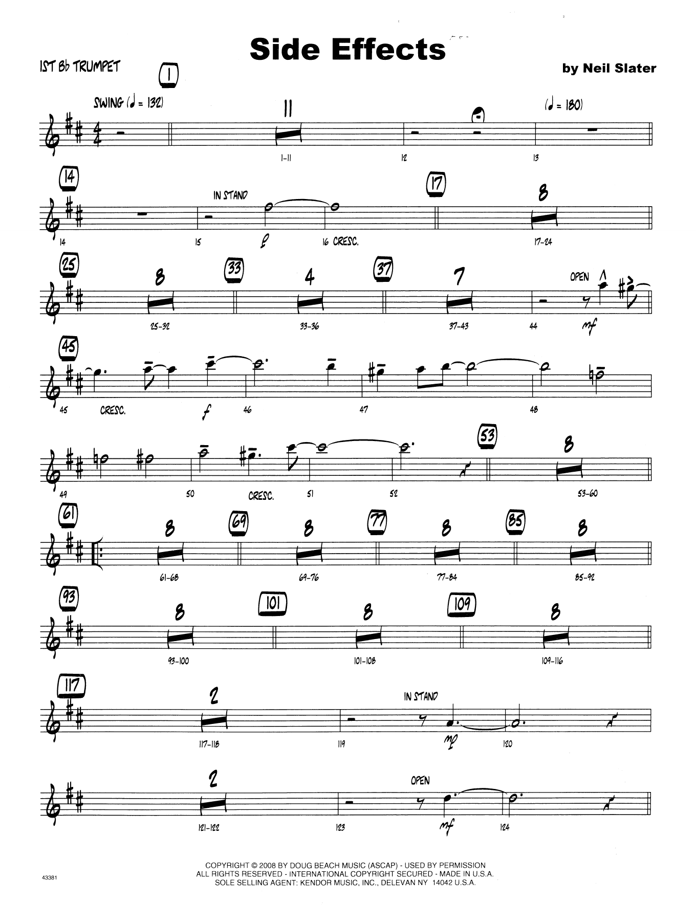 Download Neil Slater Side Effects - 1st Bb Trumpet Sheet Music
