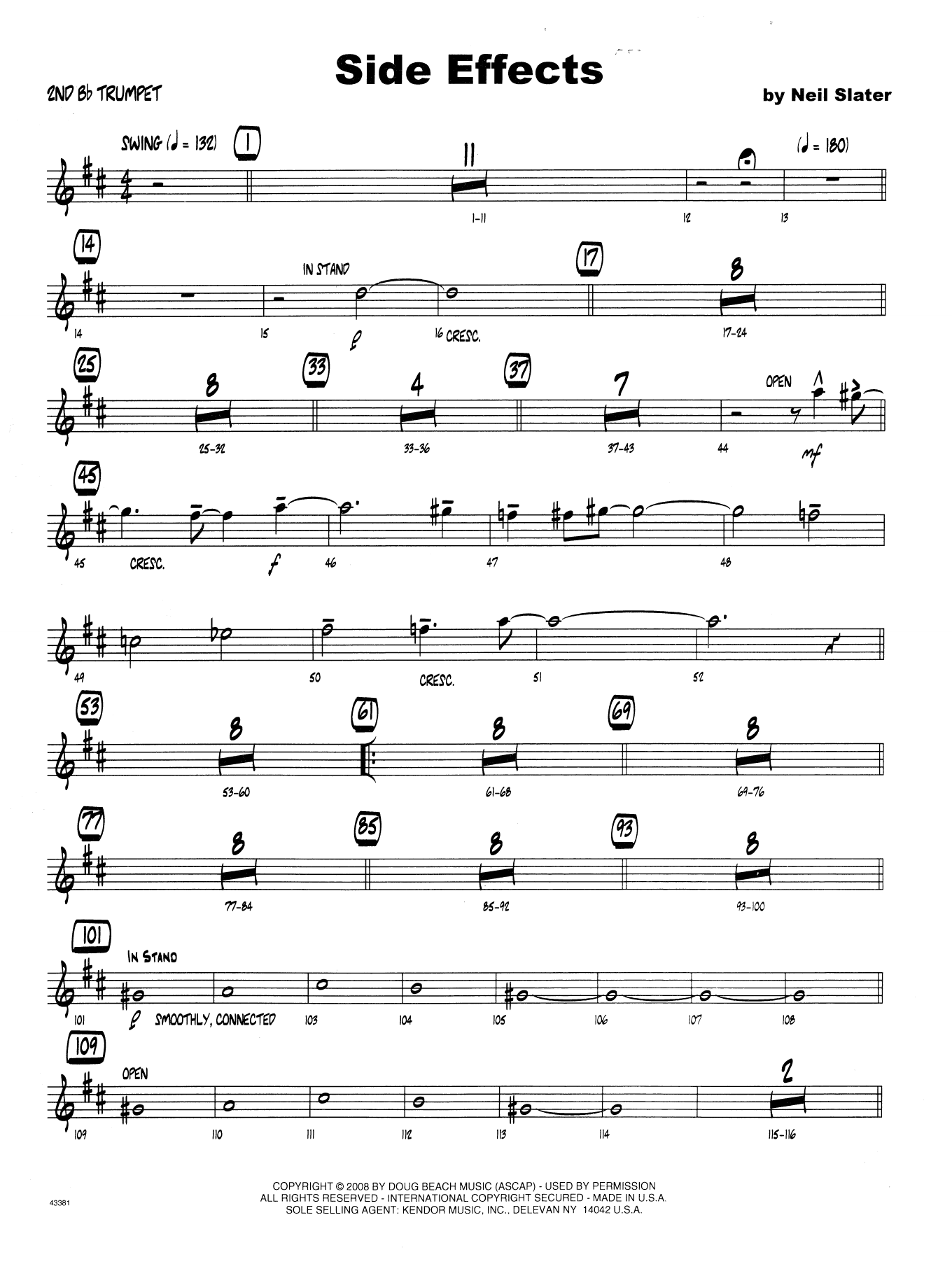 Download Neil Slater Side Effects - 2nd Bb Trumpet Sheet Music