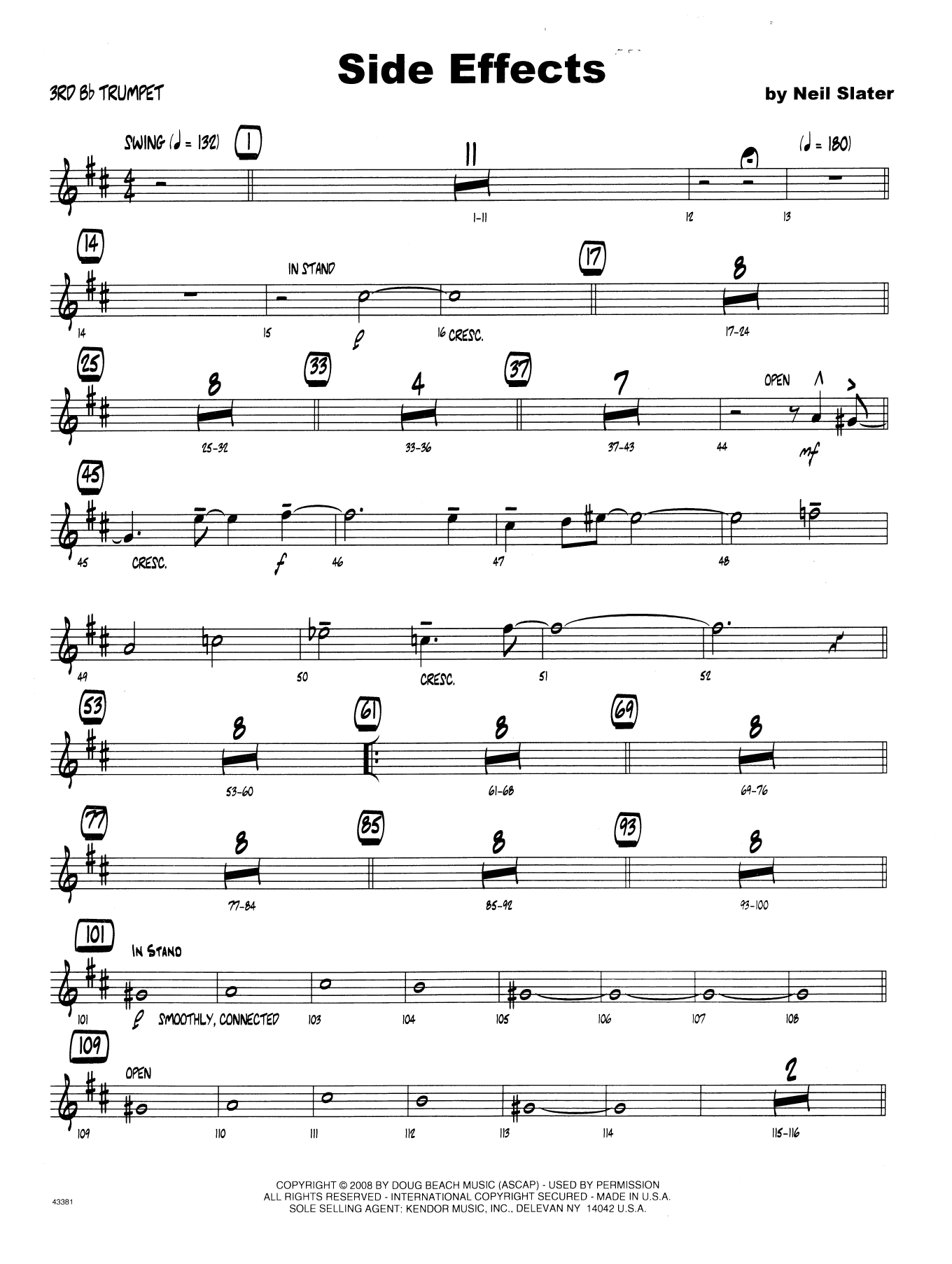Download Neil Slater Side Effects - 3rd Bb Trumpet Sheet Music