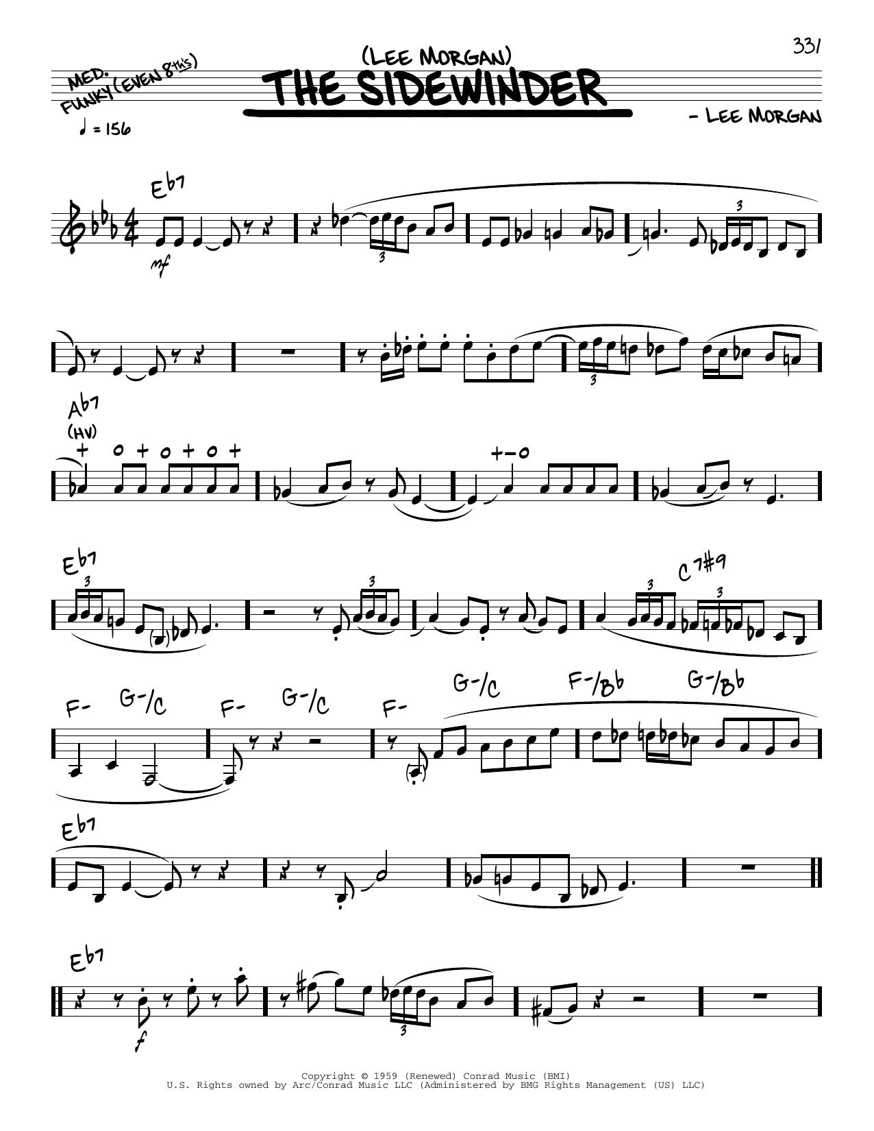 Download Lee Morgan Sidewinder (solo only) Sheet Music