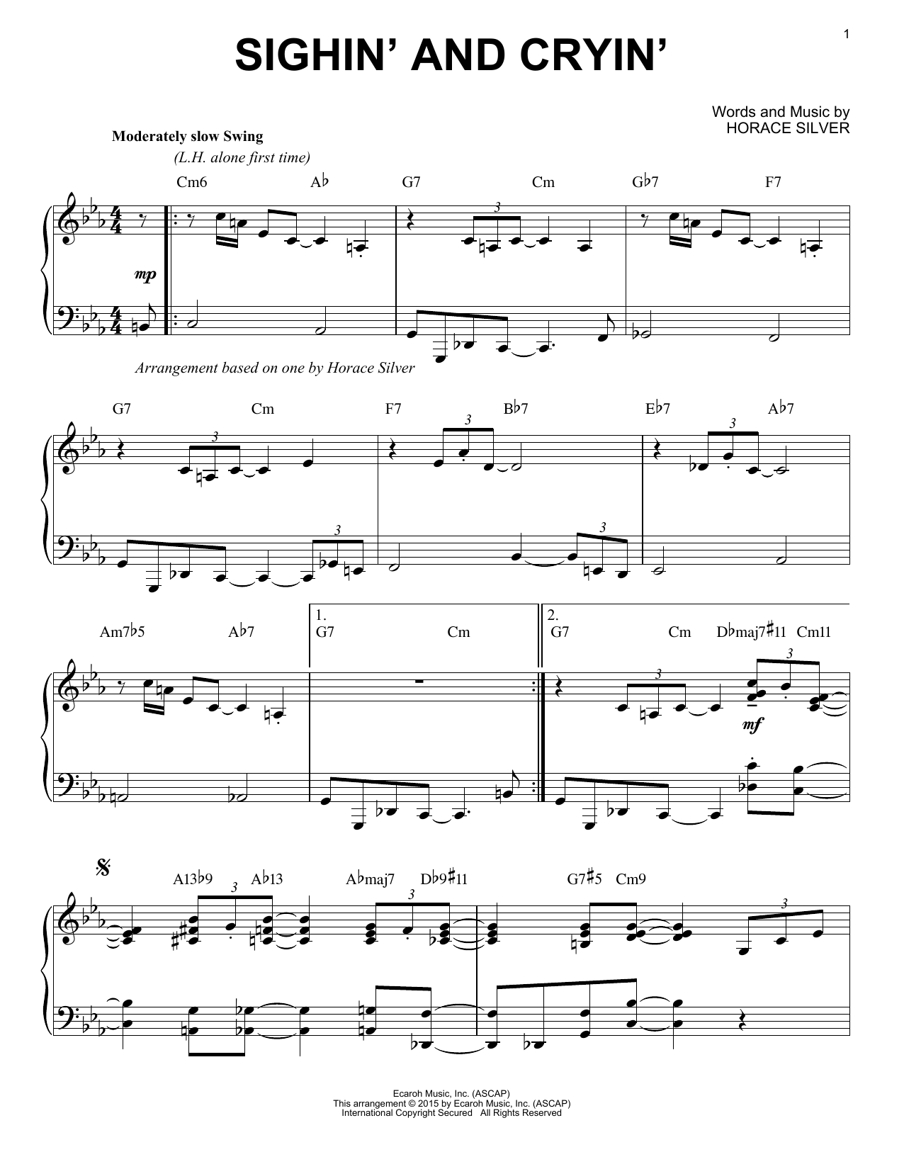 Download Horace Silver Sighin' And Cryin' (arr. Brent Edstrom) Sheet Music