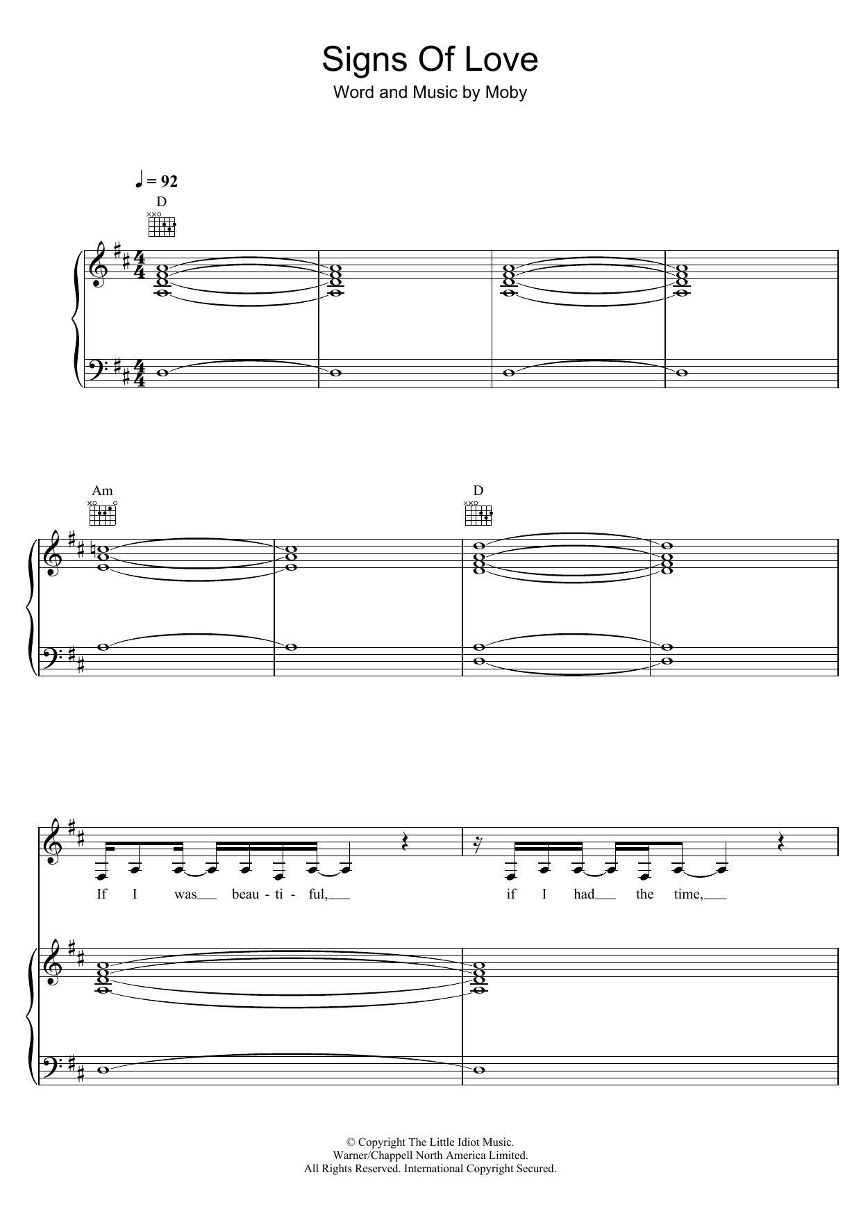 Download Moby Signs Of Love Sheet Music