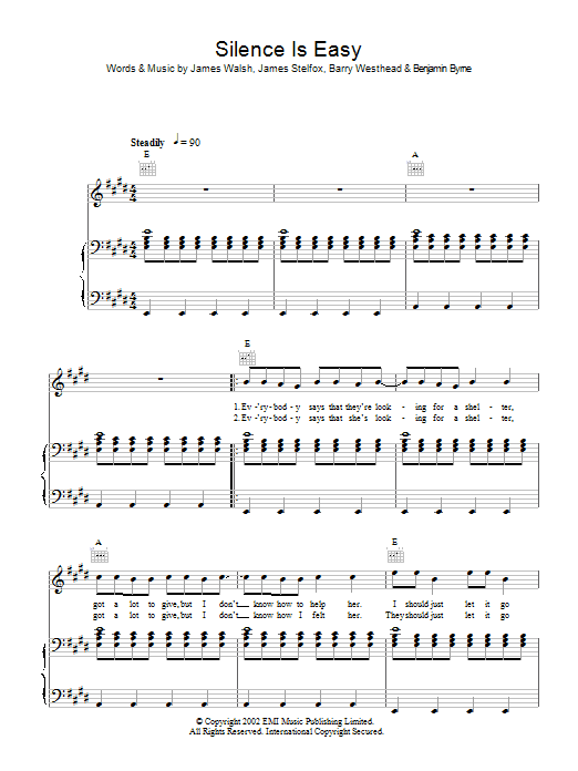 Download Starsailor Silence Is Easy Sheet Music