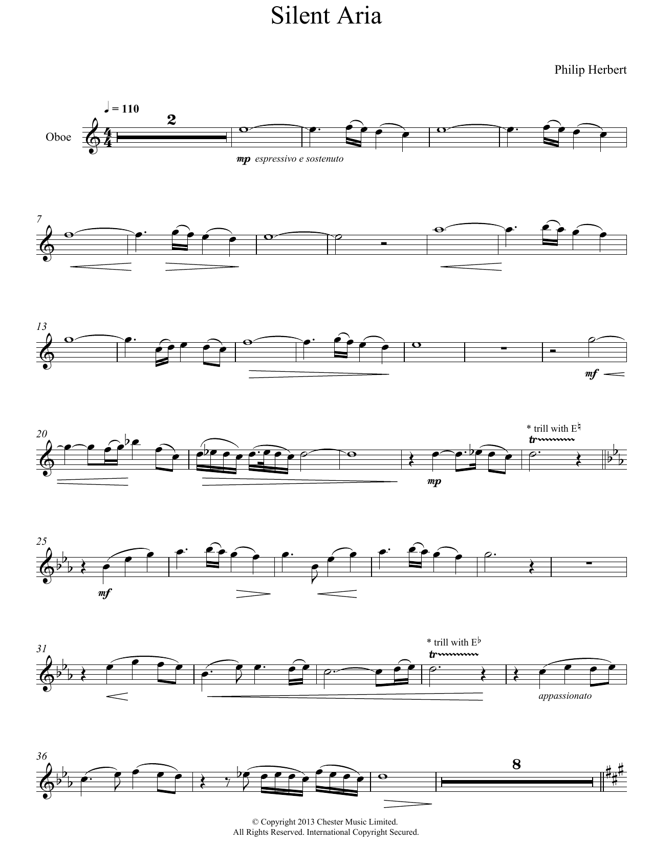 Download Philip Herbert Silent Aria from Suite For Oboe & Piano Sheet Music