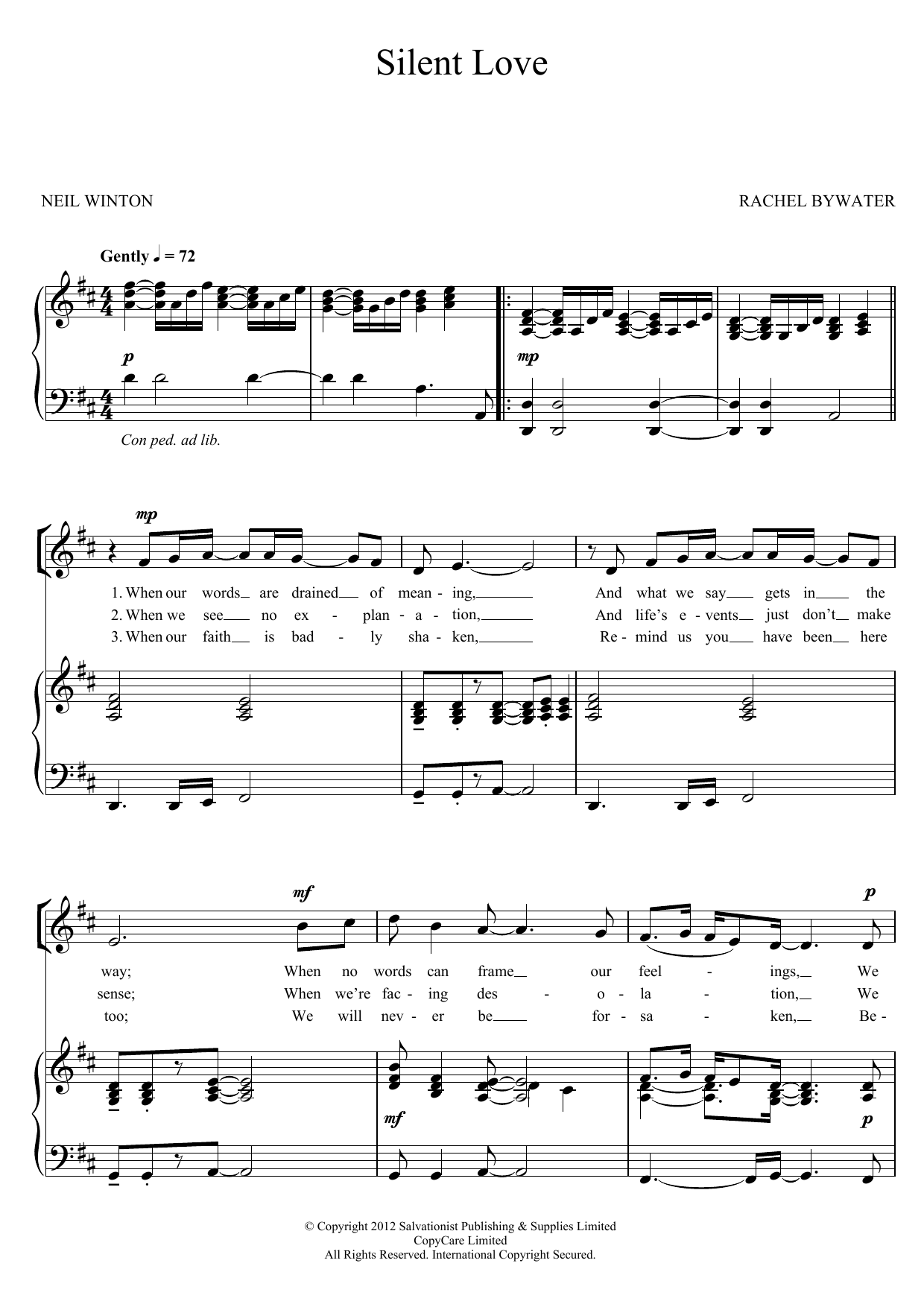 Download The Salvation Army Silent Love Sheet Music