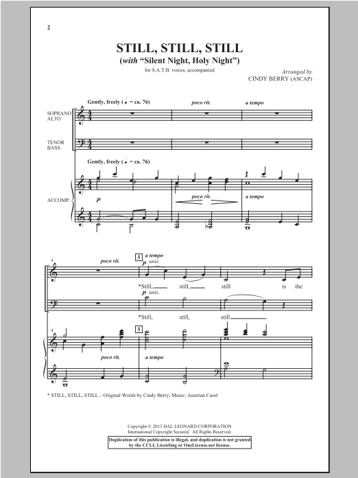Download Cindy Berry Silent Night Sheet Music