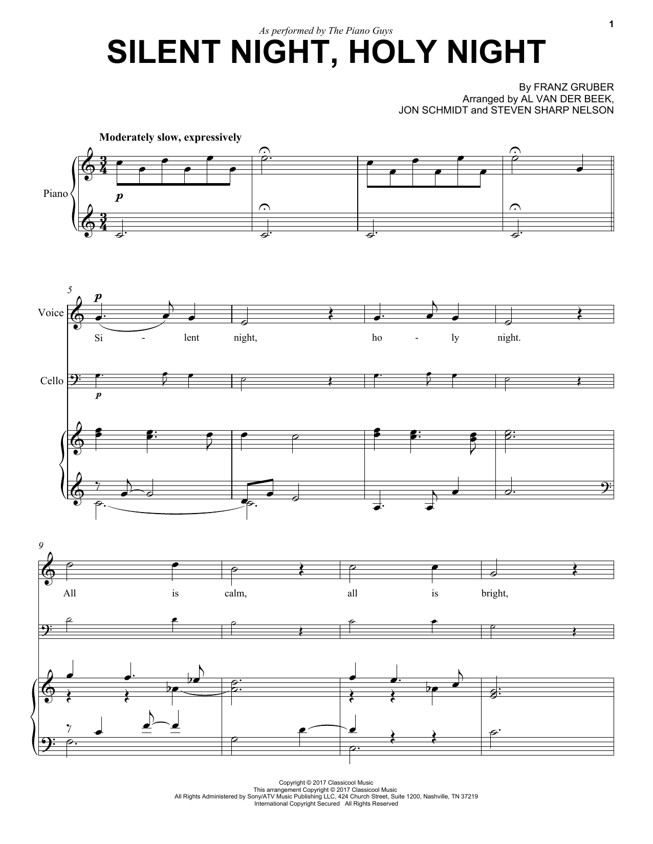 Download The Piano Guys Silent Night, Holy Night Sheet Music