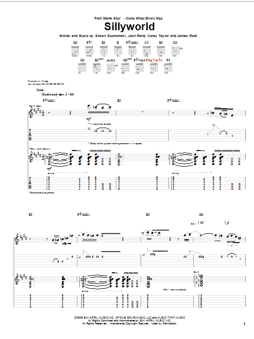 Download Stone Sour Sillyworld Sheet Music