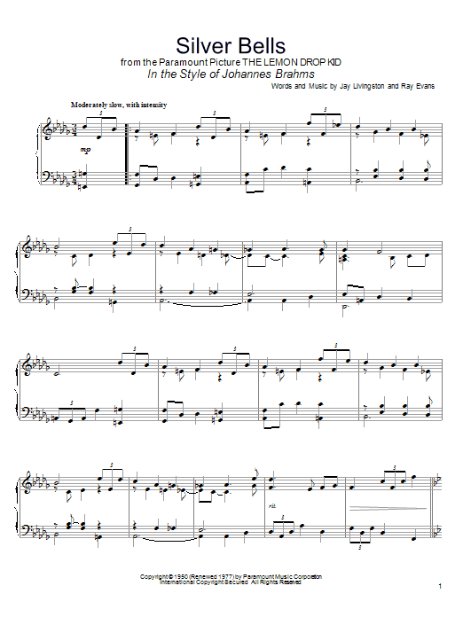 Download Jay Livingston Silver Bells (in the style of Johannes Sheet Music