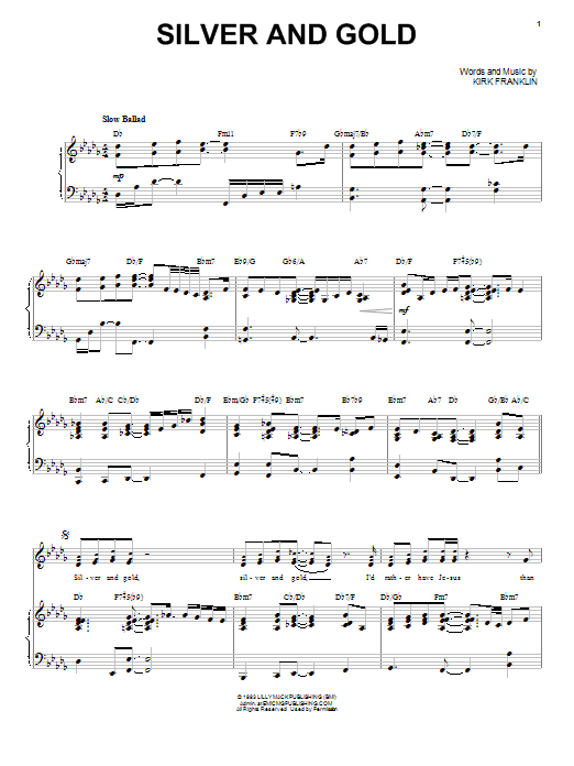 Download Kirk Franklin Silver And Gold Sheet Music