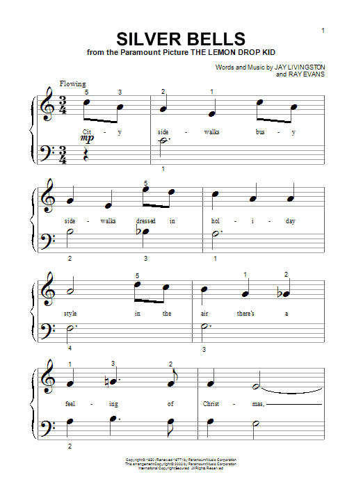 Jay Livingston Silver Bells sheet music notes printable PDF score