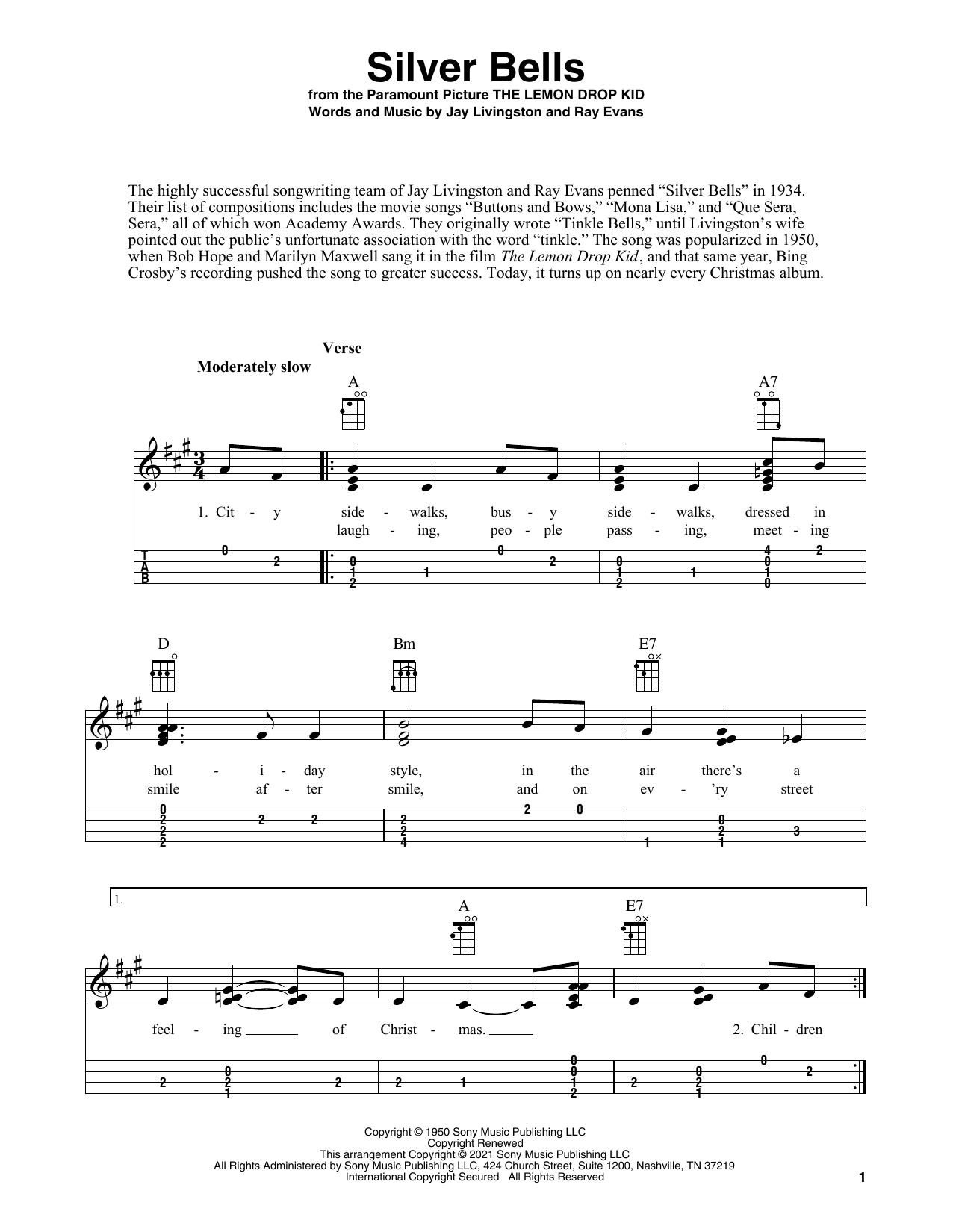 Download Jay Livingston Silver Bells (arr. Fred Sokolow) Sheet Music