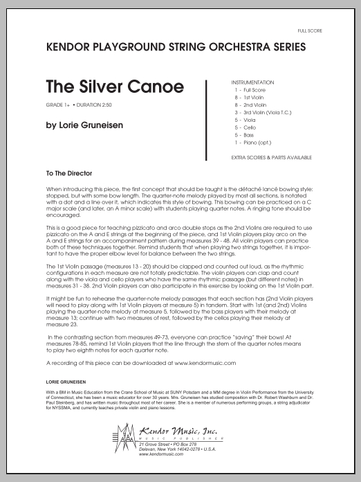 Download Lorie Gruneisen Silver Canoe, The - Full Score Sheet Music