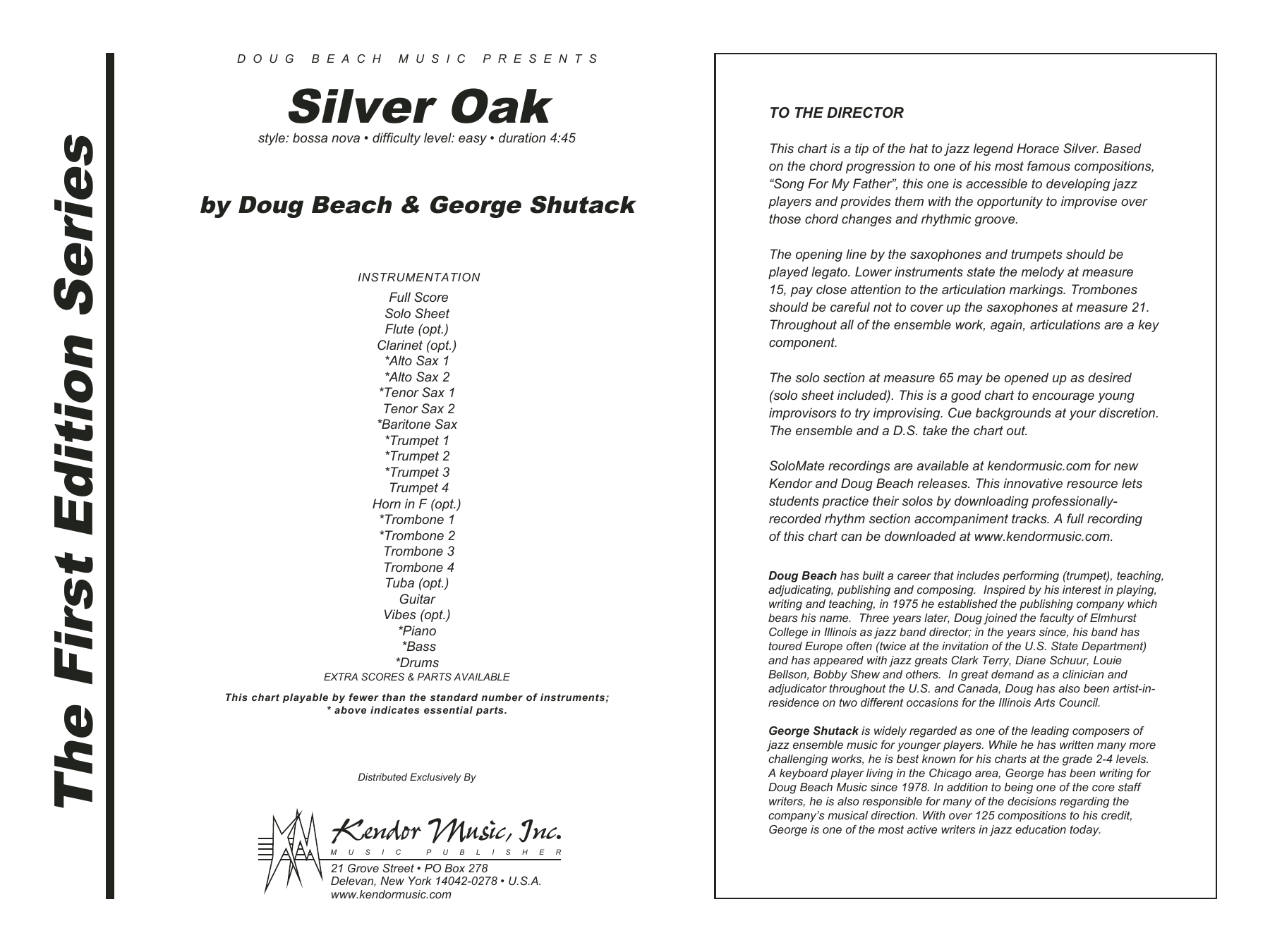 Download Beach Silver Oak - Full Score Sheet Music