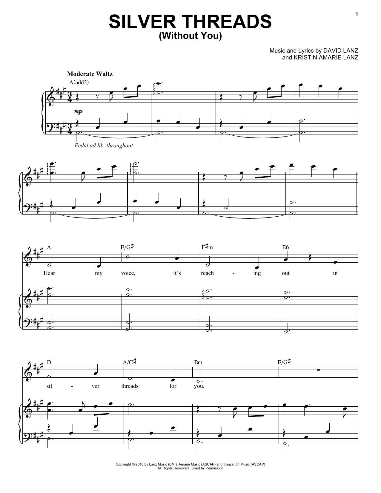 Download David Lanz & Kristin Amarie Silver Threads (Without You) Sheet Music