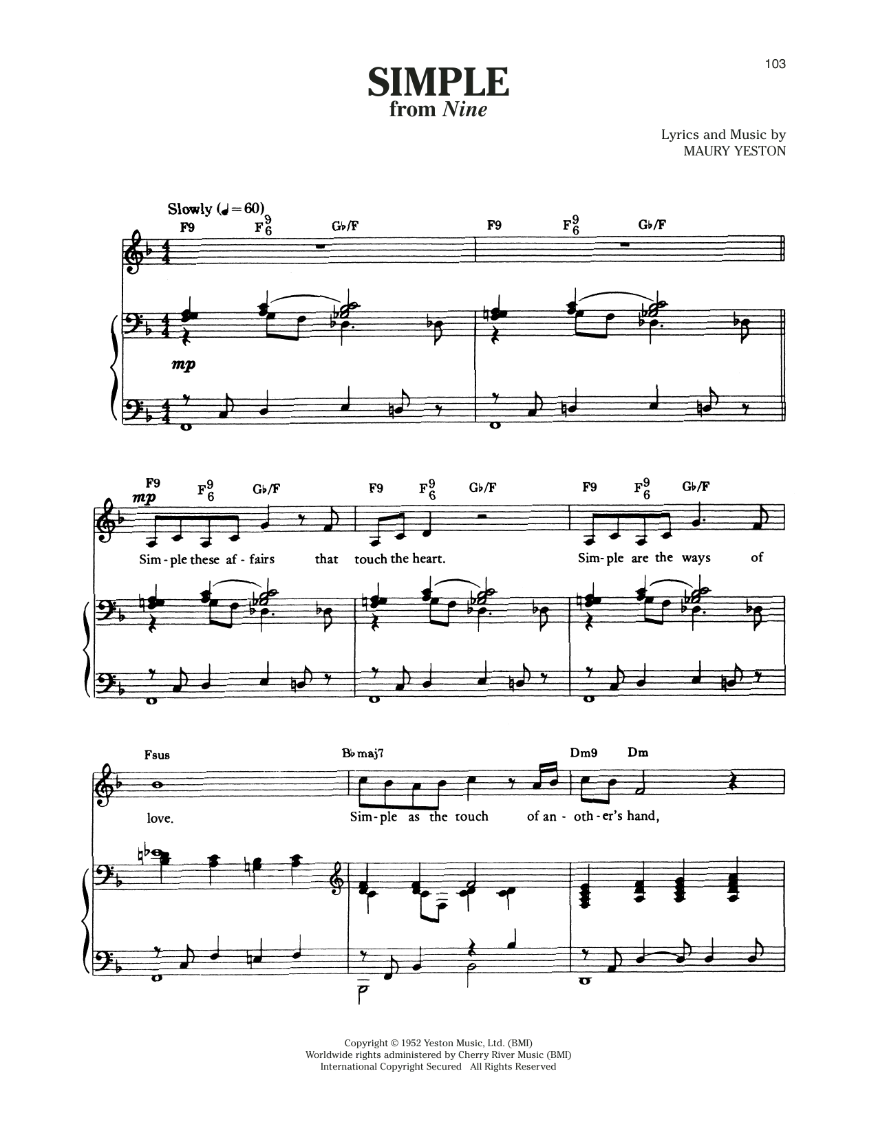 Download Maury Yeston Simple (from Nine) Sheet Music