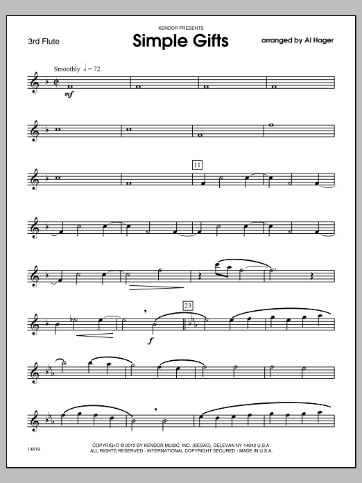 Download Al Hager Simple Gifts - 3rd Flute Sheet Music