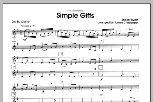 Download Christensen Simple Gifts - Clarinet 2 Sheet Music