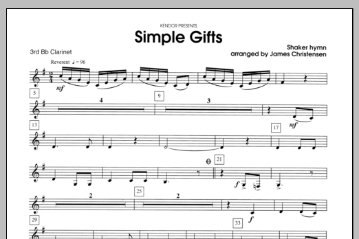 Download Christensen Simple Gifts - Clarinet 3 Sheet Music