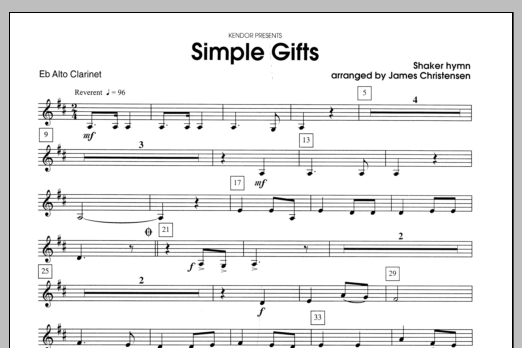 Download Christensen Simple Gifts - Eb Alto Clarinet Sheet Music