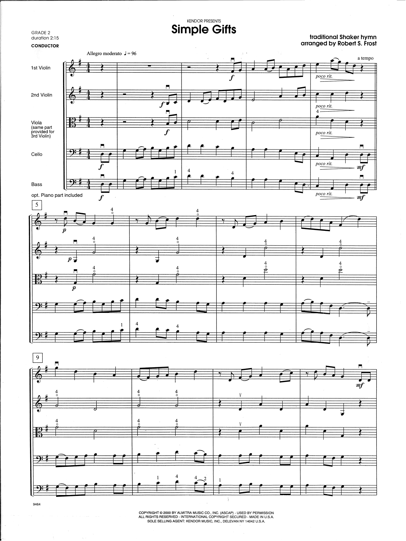 Download Robert S. Frost Simple Gifts - Full Score Sheet Music