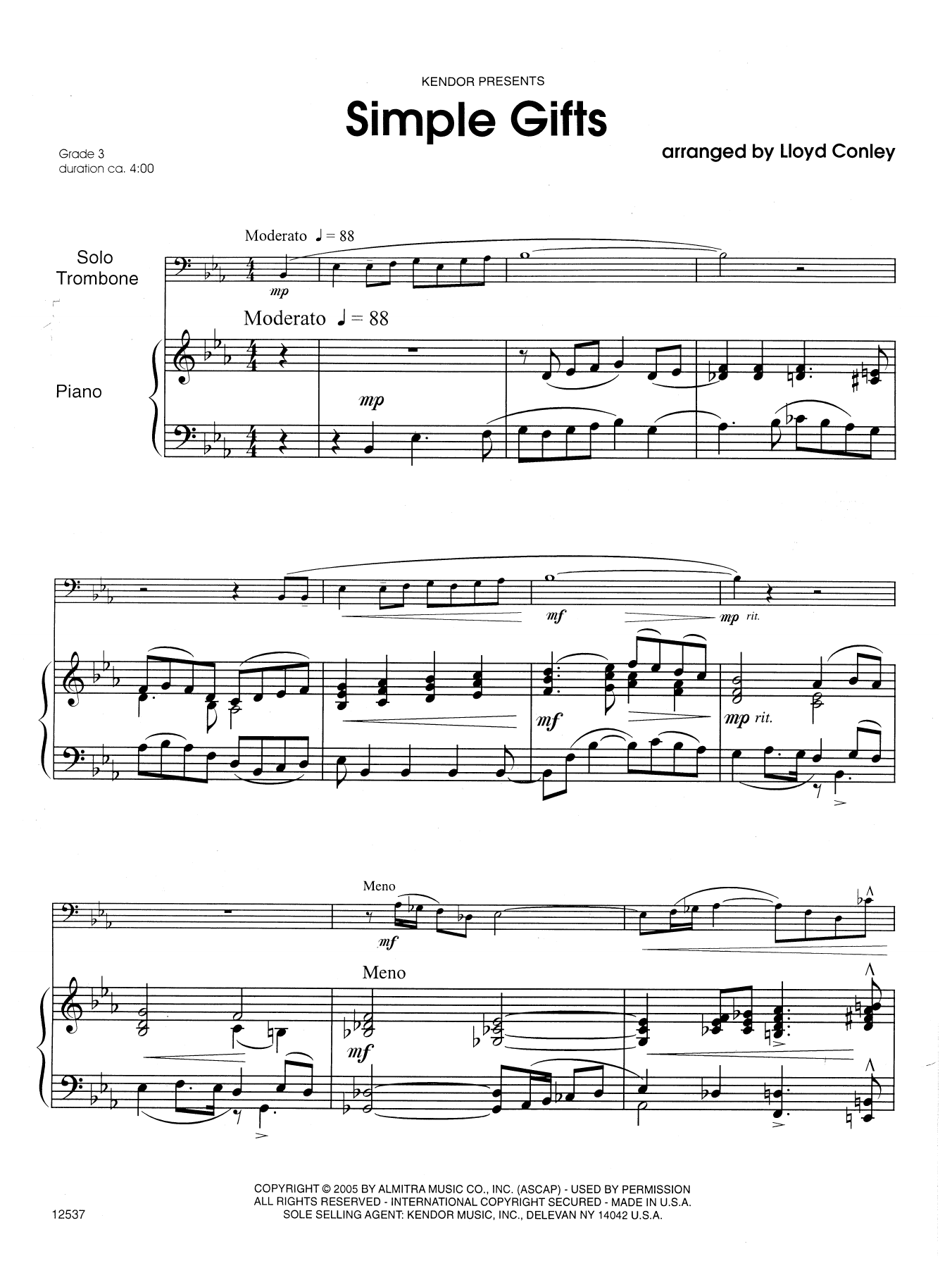 Download Lloyd Conley Simple Gifts - Piano Sheet Music