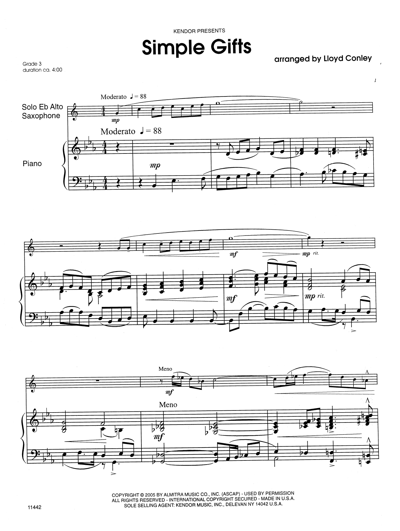 Download Lloyd Conley Simple Gifts - Piano Accompaniment Sheet Music