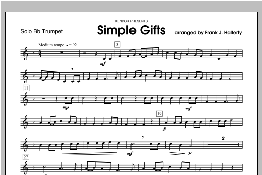 Download Halferty Simple Gifts - Trumpet Sheet Music