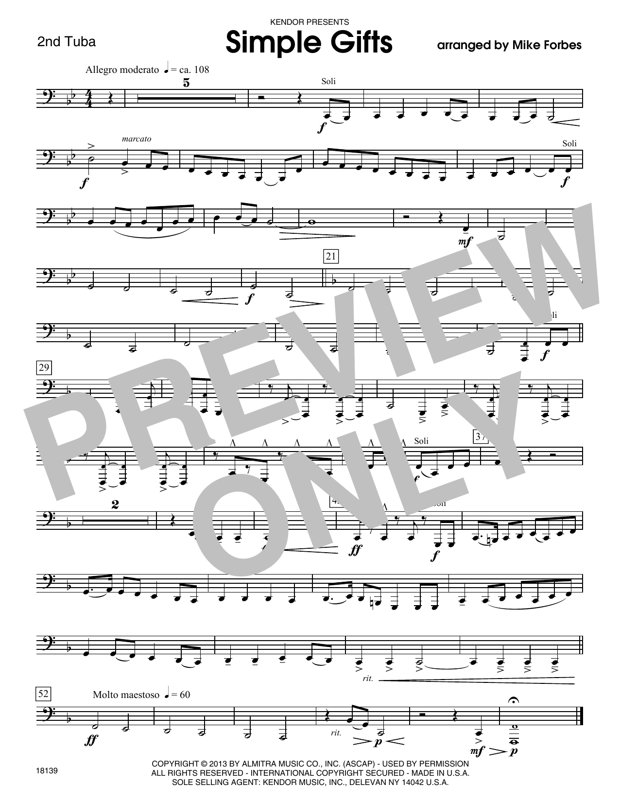 Download Mike Forbes Simple Gifts - Tuba 2 Sheet Music