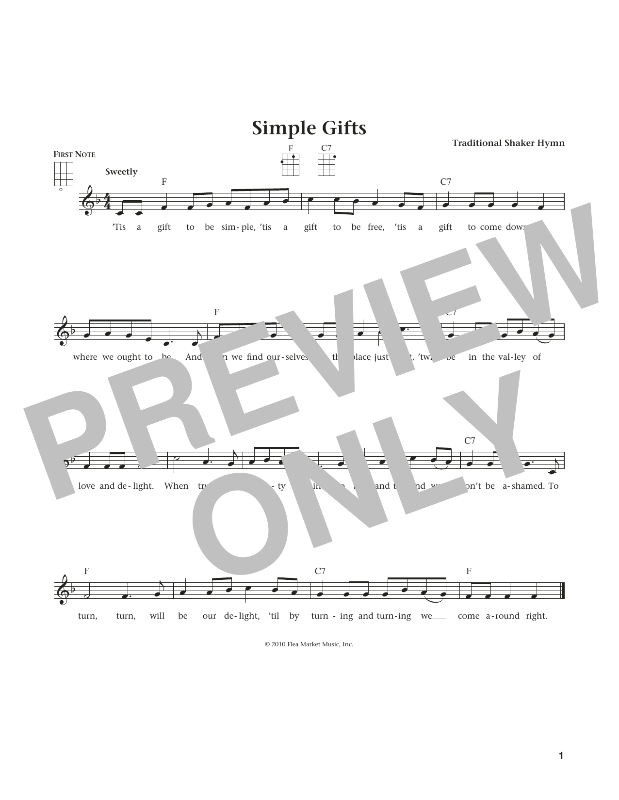 Download Traditional Shaker Hymn Simple Gifts (from The Daily Ukulele) ( Sheet Music
