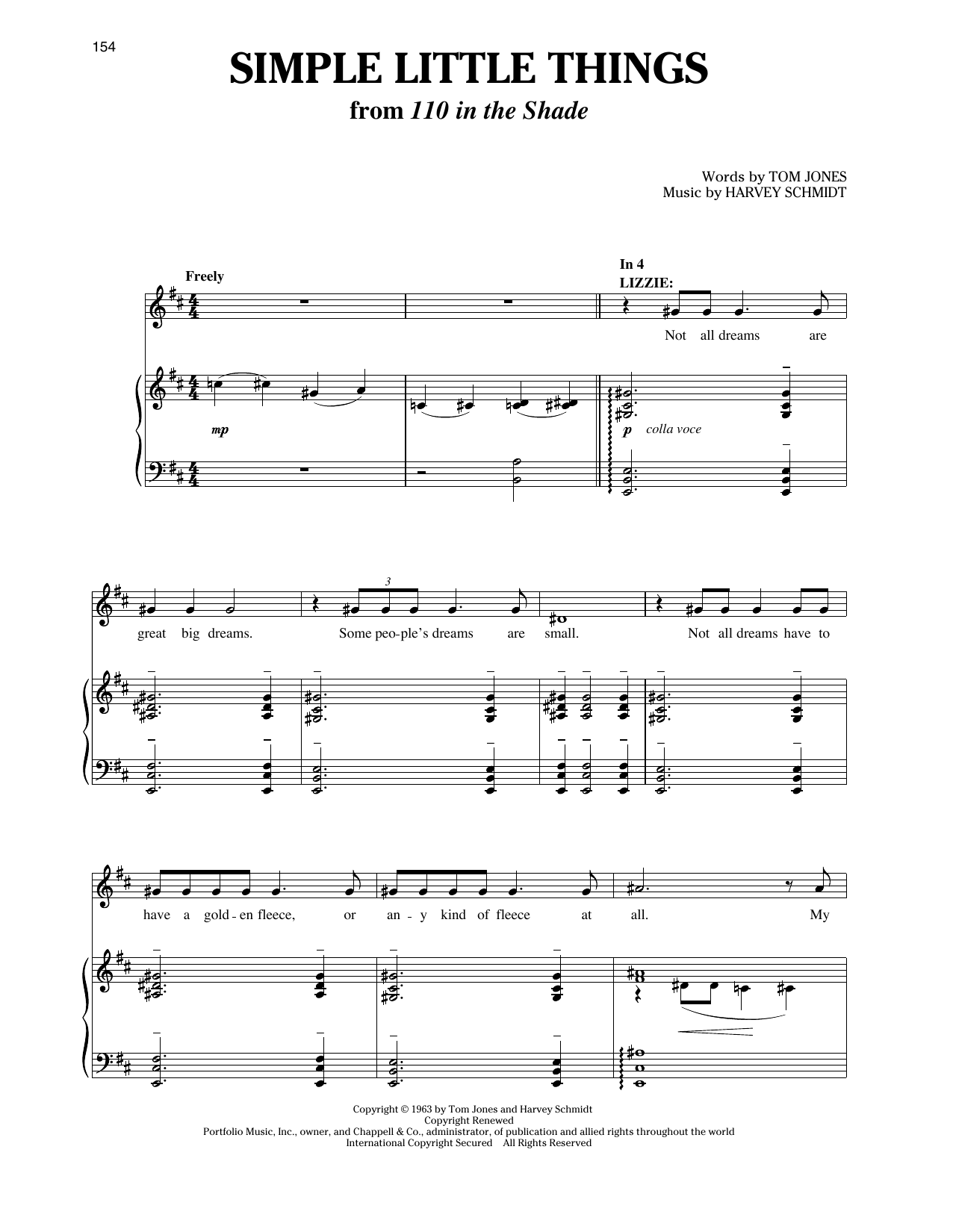 Download Harvey Schmidt and Tom Jones Simple Little Things (from 110 in the S Sheet Music