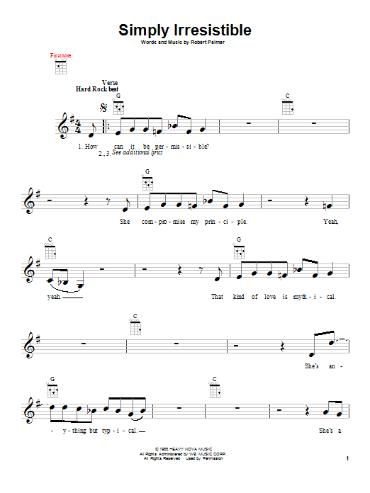 Download Robert Palmer Simply Irresistible Sheet Music