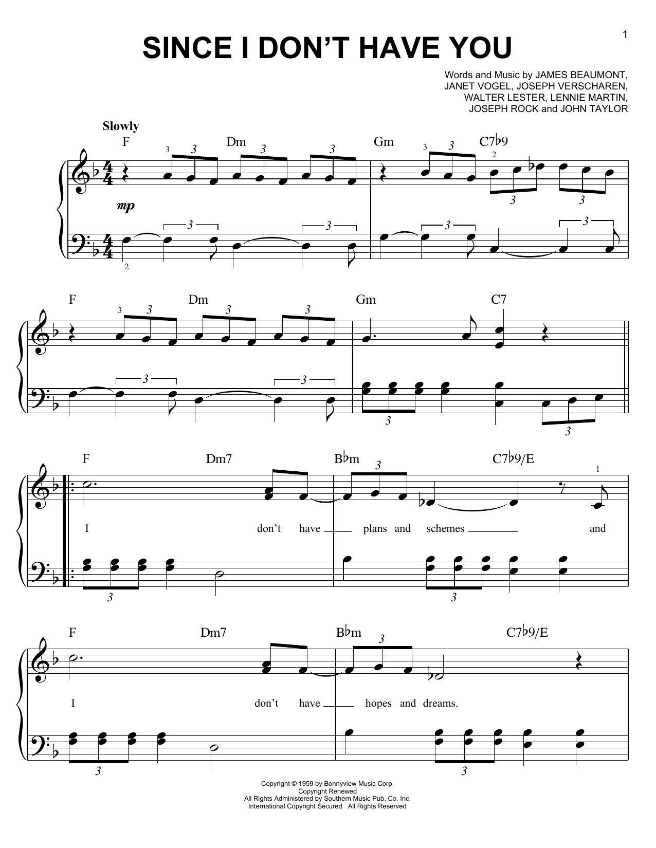 Download The Skyliners Since I Don't Have You Sheet Music