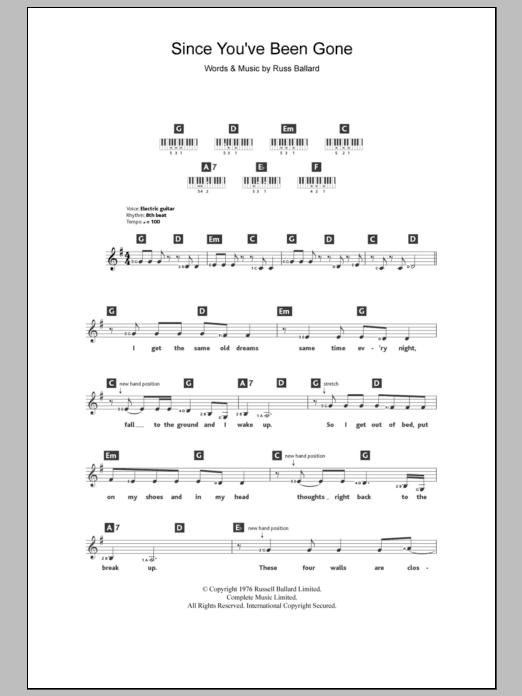 Download Rainbow Since You've Been Gone Sheet Music