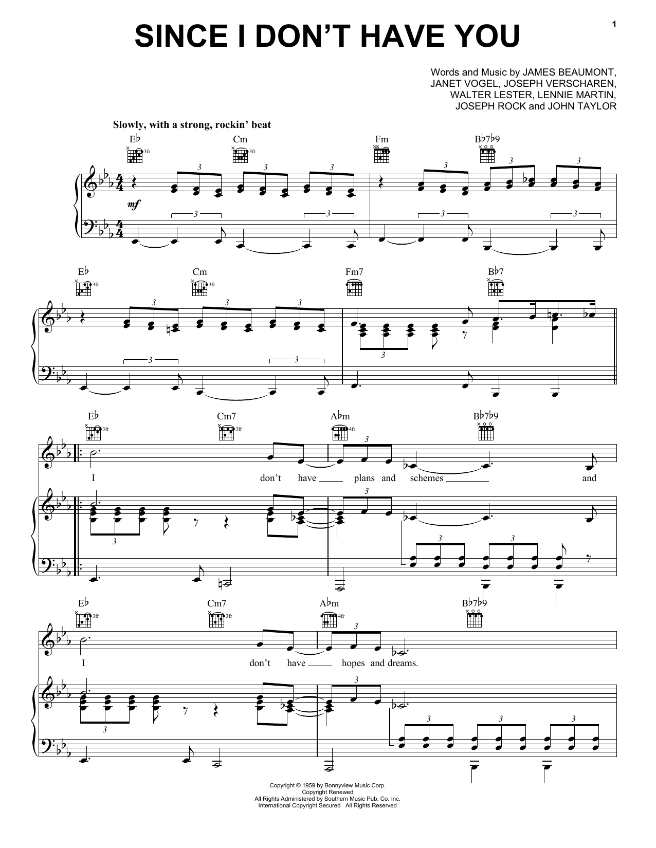 Download The Skyliners Since I Don't Have You Sheet Music