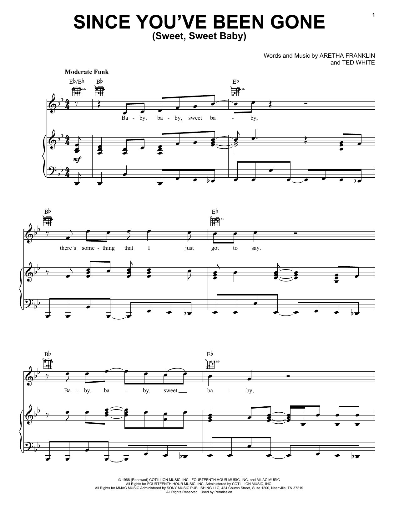 Download Aretha Franklin Since You've Been Gone (Sweet, Sweet Ba Sheet Music