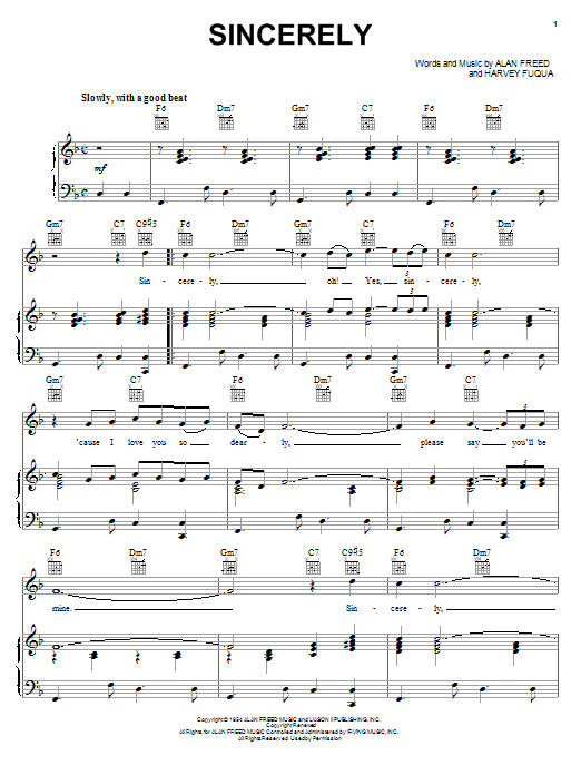 Download The McGuire Sisters Sincerely Sheet Music