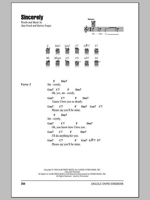 Download Moonglows Sincerely Sheet Music